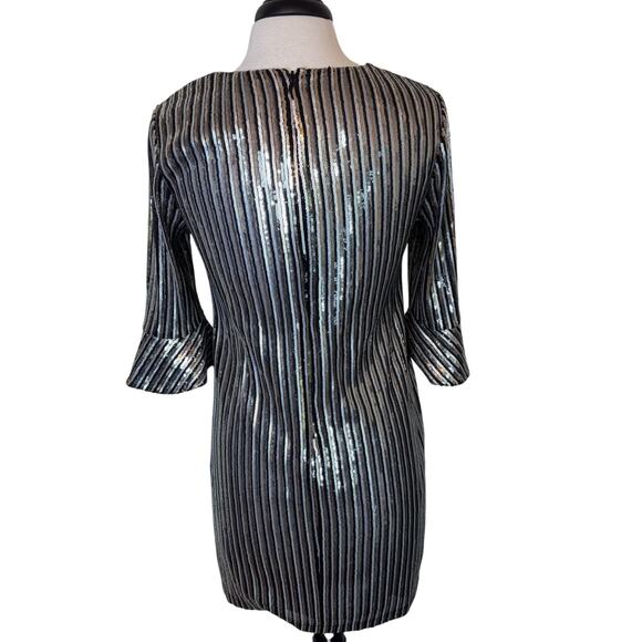CECE All-Over Multicolor Black Gold Silver Sequin Mini Sheath Dress Women’s M - Picture 6 of 9